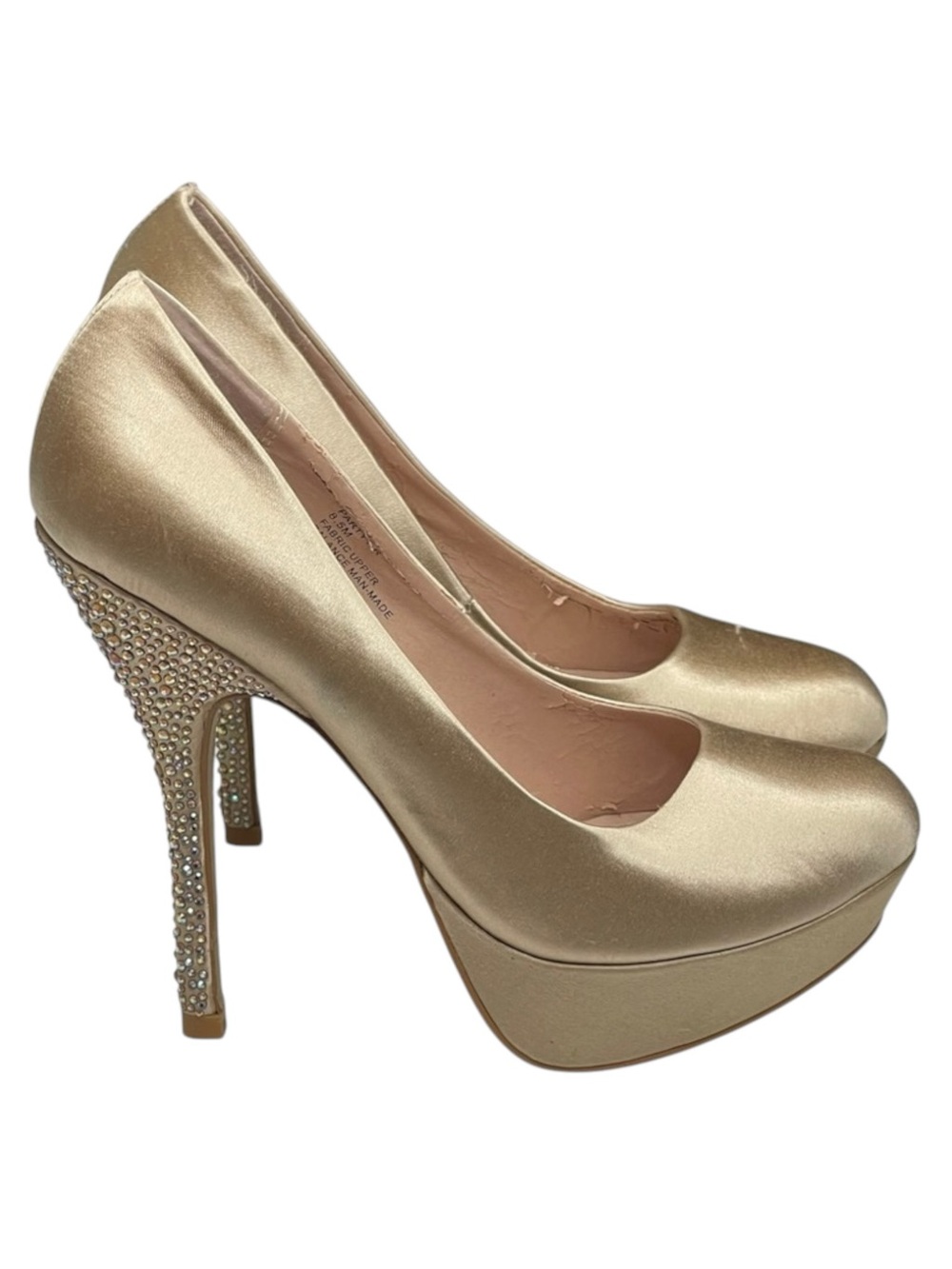 Steve Madden ☀︎︎ Partyy-R Glitter Crystal Platform Stilettos Pumps ☀︎︎ Champagne - Picture 2 of 16